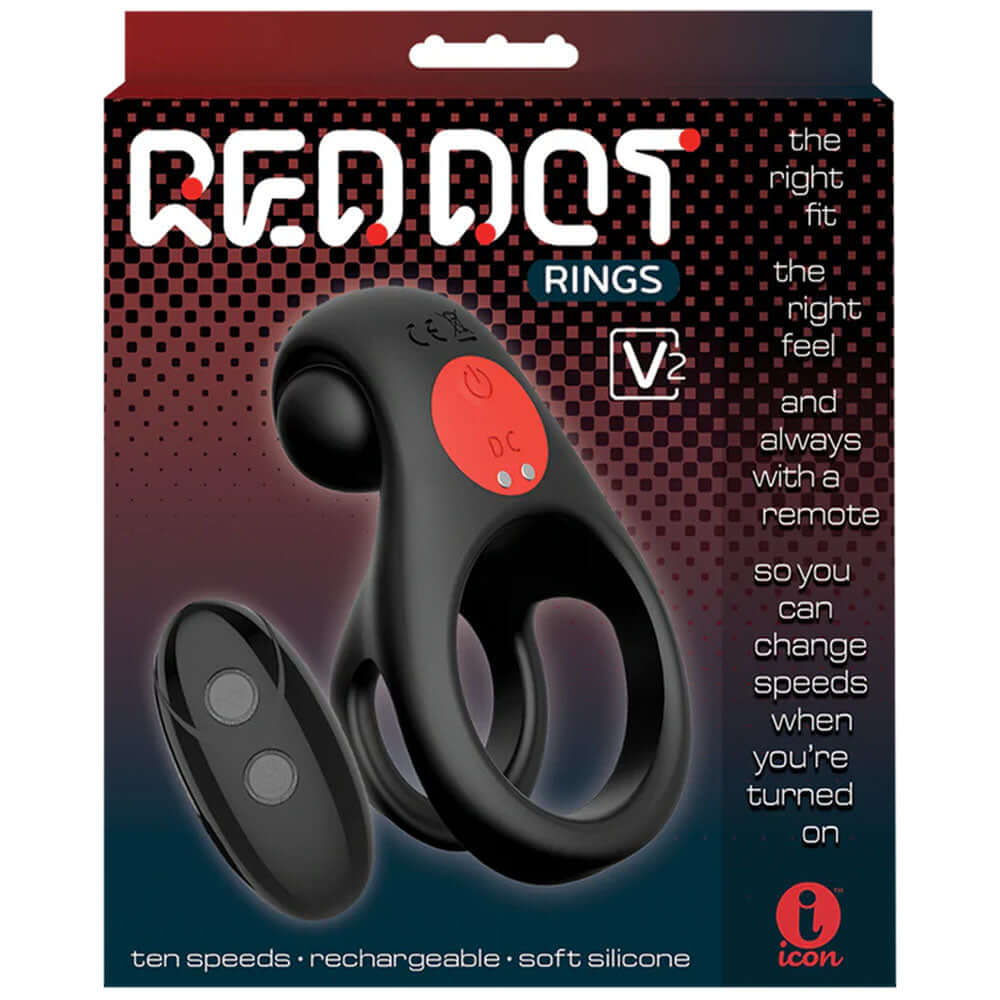 Red Dot Rings - V2 - USB Rechargeable Vibrating Cock & Ball Ring with Remote